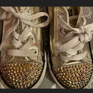 Toddler Metallic Gold Diamond Converse - sz 8